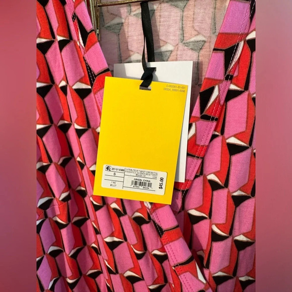 NWT DIANE VON FURSTENBERG Target Collared Sleeveless Pink Modern Geo Jumpsuit SM - Picture 7 of 13